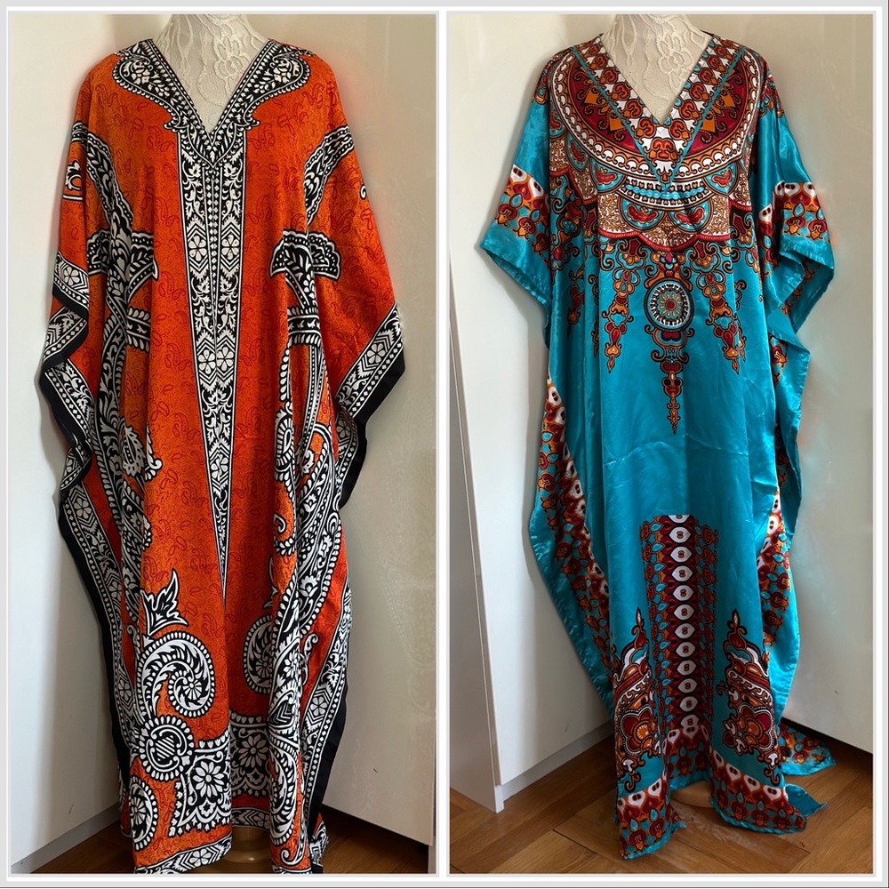 NWT EUC 2 EY Signature Maxi Caftan Mumu Beach Covers Dresses OSFA